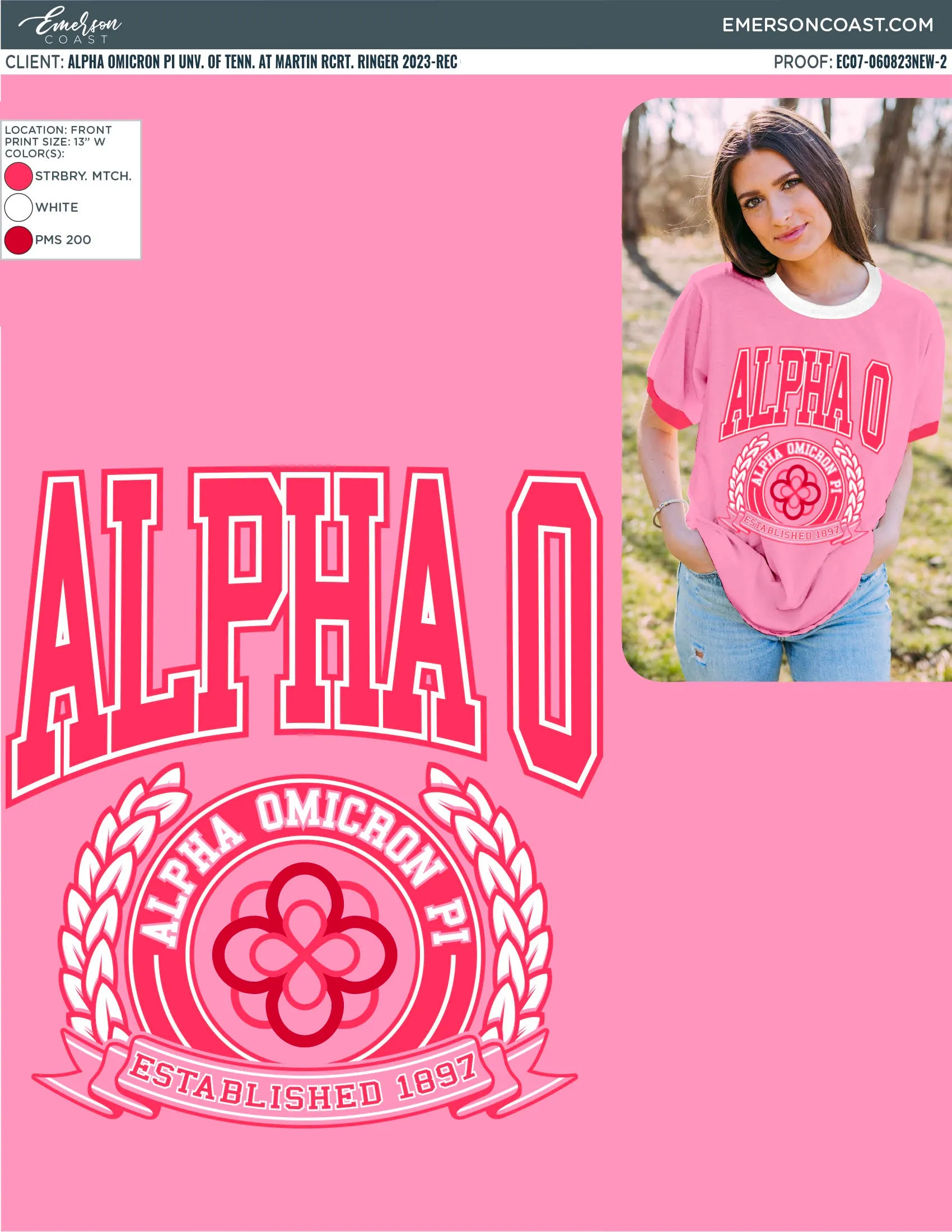 Alpha Omicron Pi Recruitment Colorblock Ringer Tee