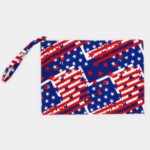American USA Flag Printed Pouch Clutch Bag.