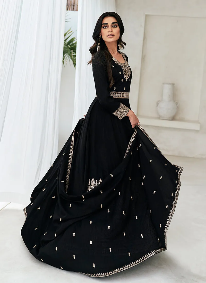 Black Embroidery Festive Anarkali Suit