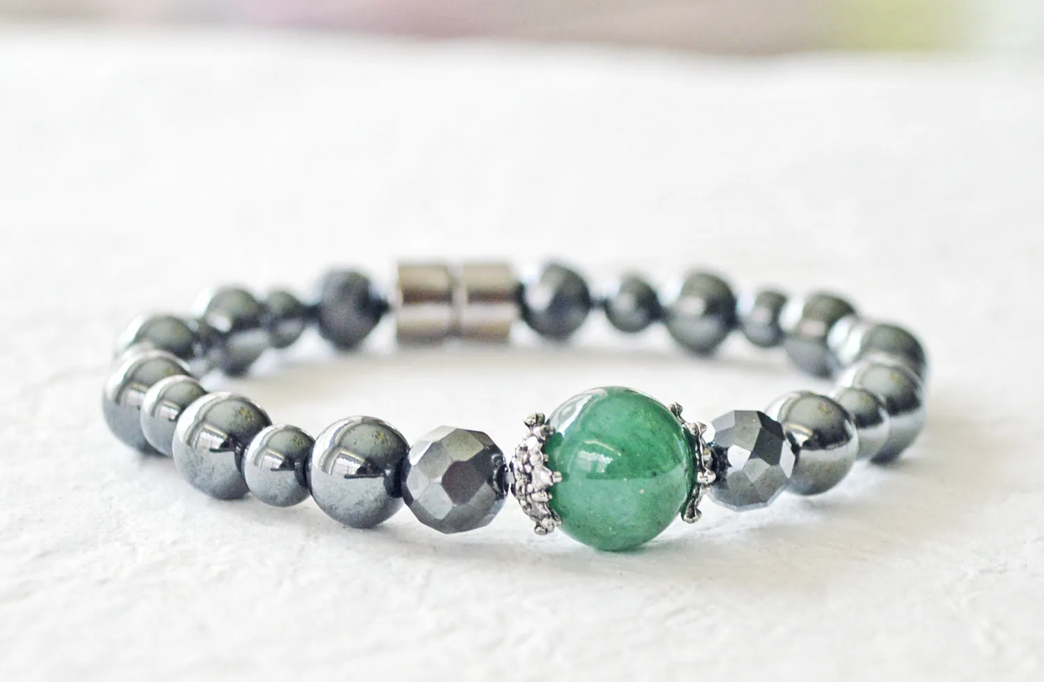 Black Hematite & Agate Magnetic Bracelet for Pain