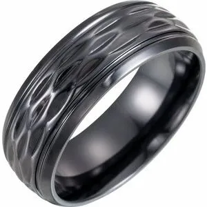 Black Titanium Patterned Band Size 11.5