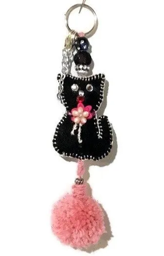 Cat handbag charm, keyring, handmade purse decoration, The black kitten handbag charm, purse embellishment