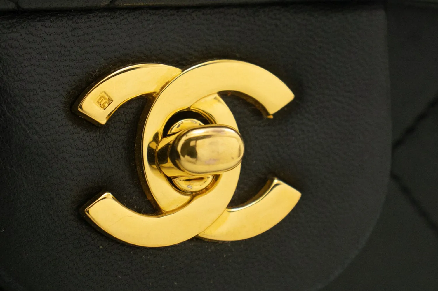 CHANEL Classic Double Flap 9" Chain Shoulder Bag Black Lambskin m02