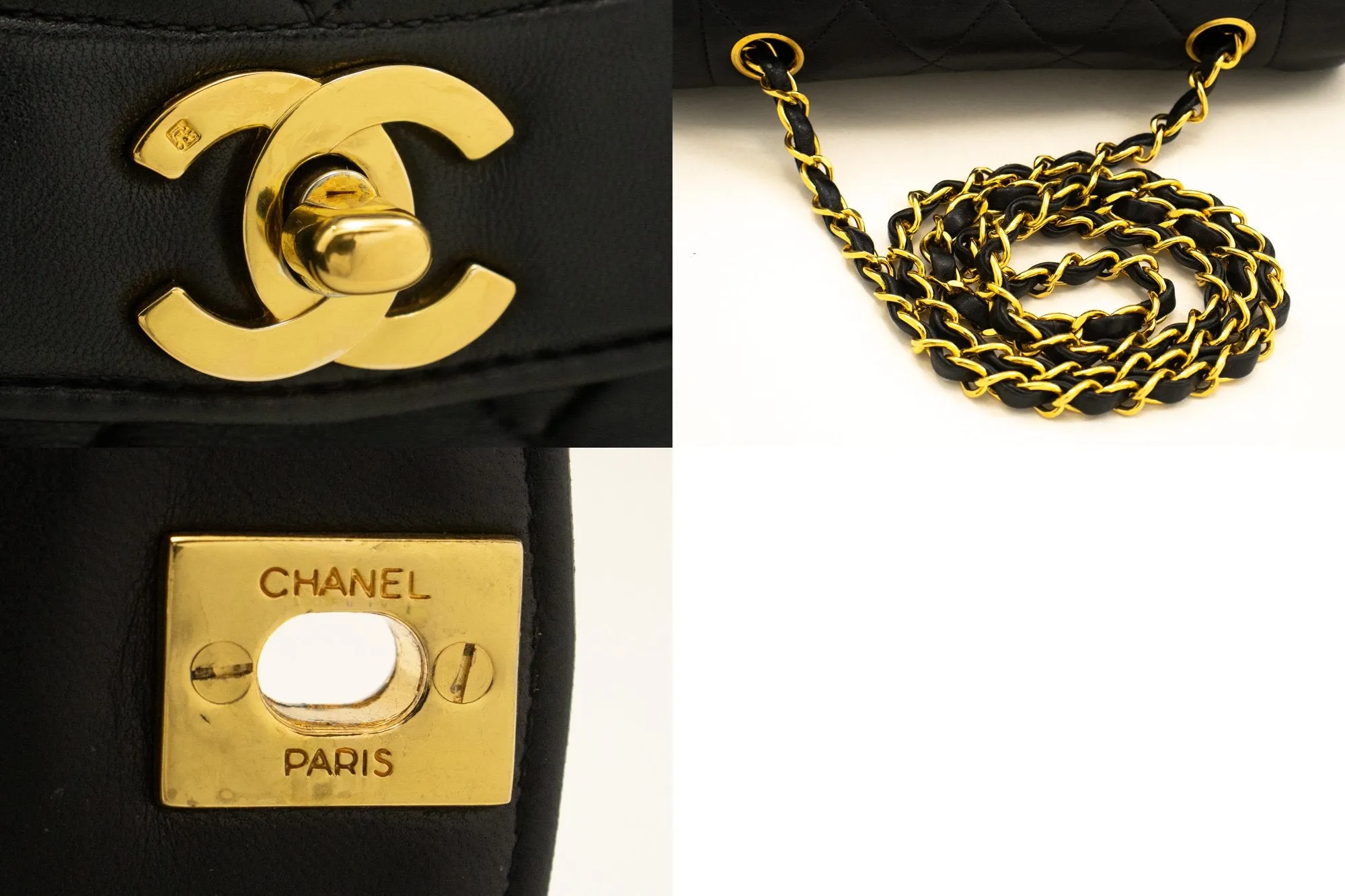 CHANEL Diana Flap Chain Shoulder Bag Black Quilted Lambskin Purse m58
