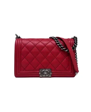 Chanel Red '13-'14 LG Calfskin 'Stitch Boy Bag'