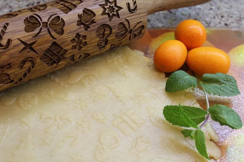 Christmas Pattern Embossing Rolling Pin, Christmas Gift, Clay Stamp