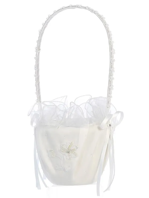 Embroidered and Sequined Flower Girl Basket   LT-FB6