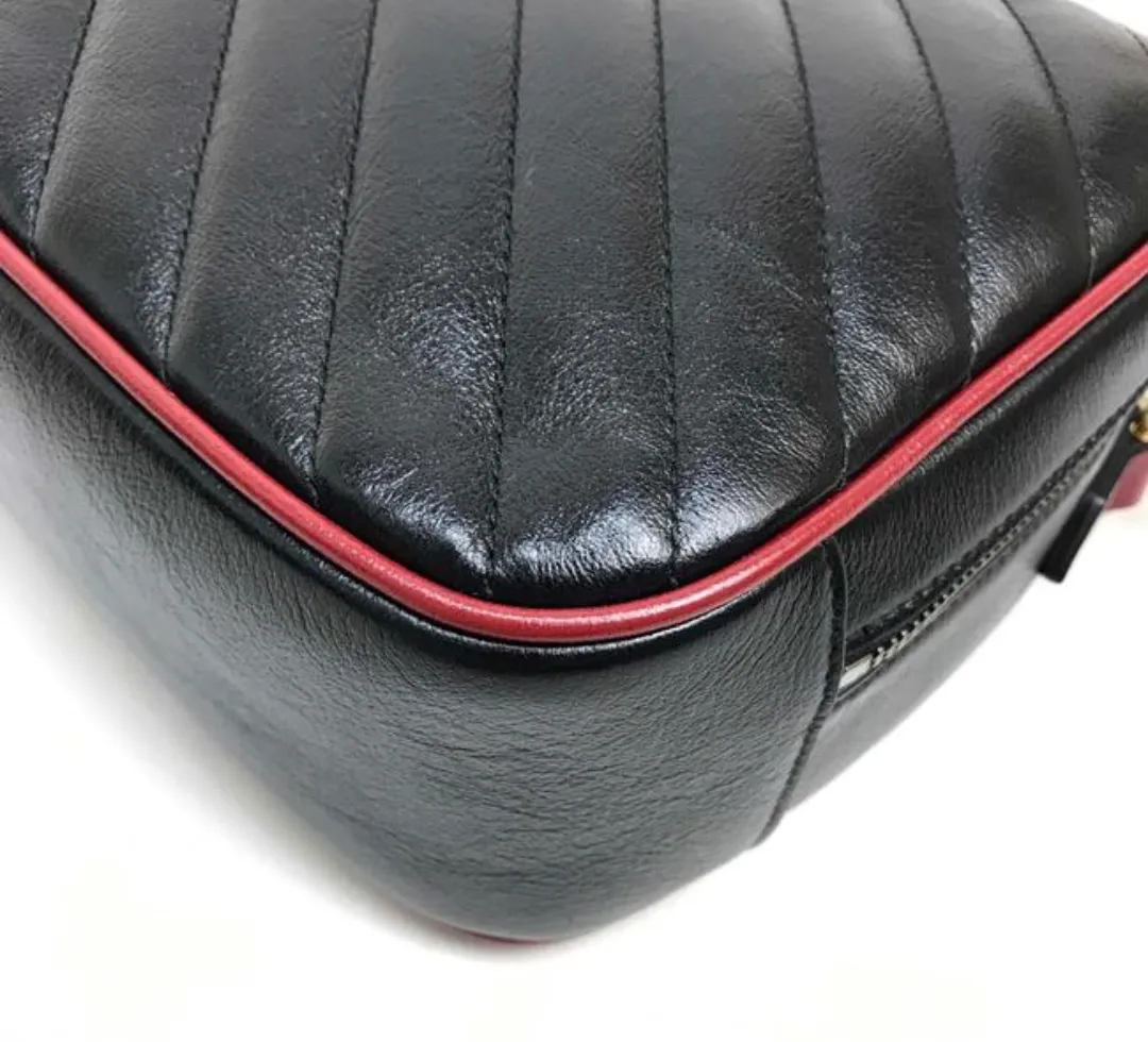 Gucci Black Matelassé Leather GG Marmont Bamboo Small Bag