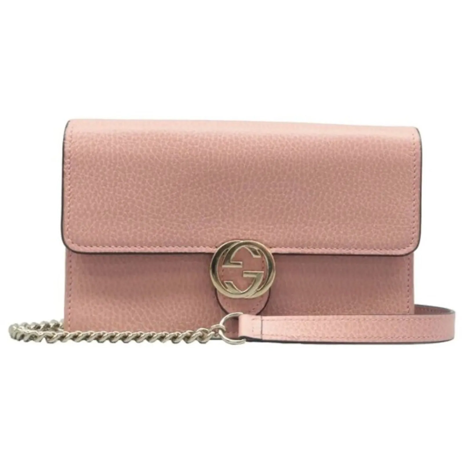 GUCCI Interlocking Pink Leather Shoulder Bag