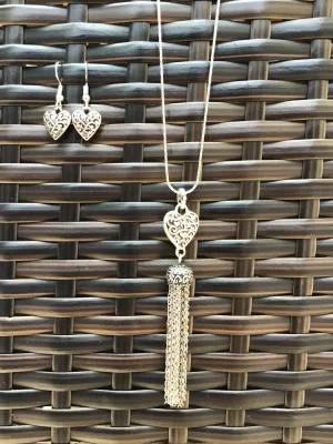 Heart Chained Necklace Set
