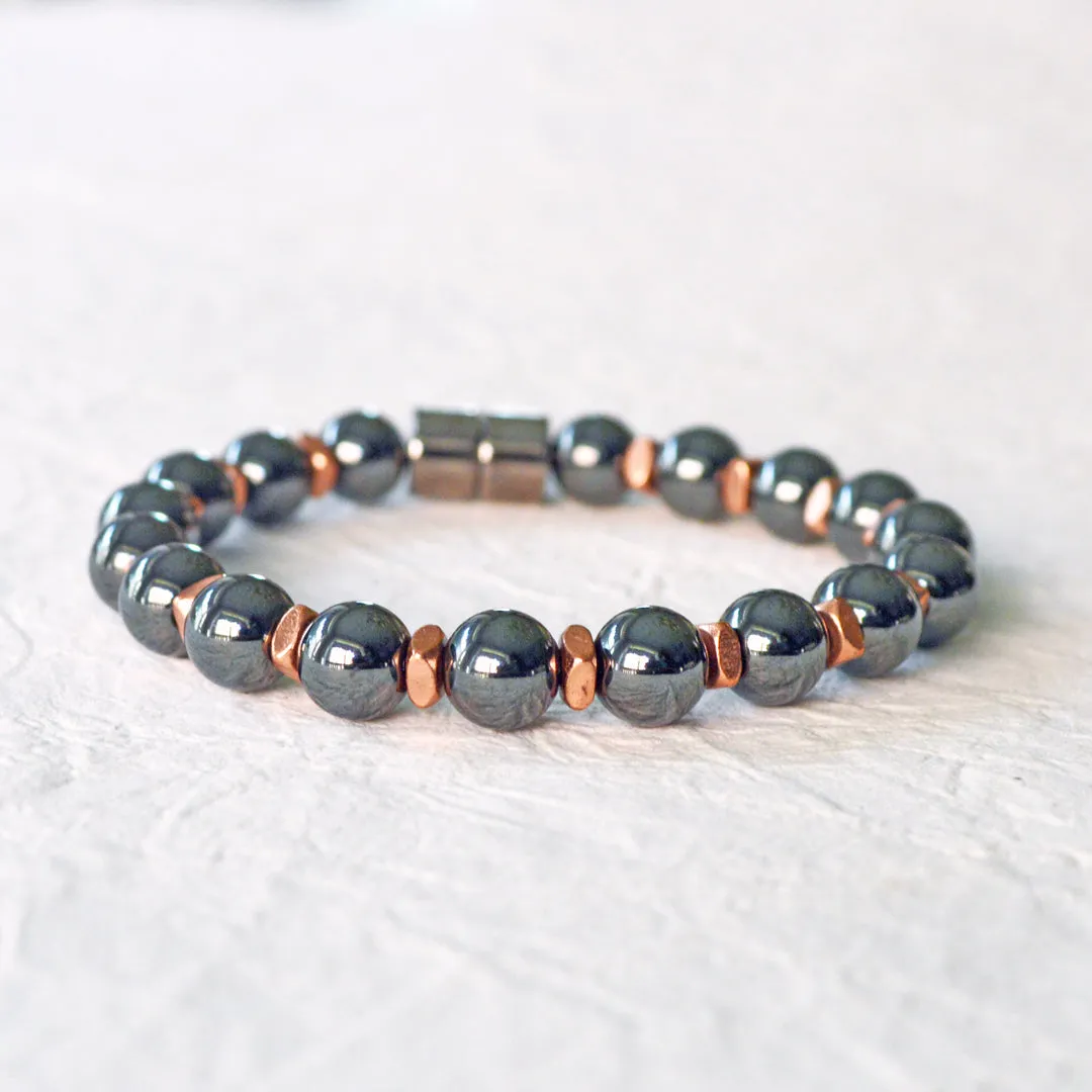 High Power Black Hematite & Copper Magnetic Bracelet for Men