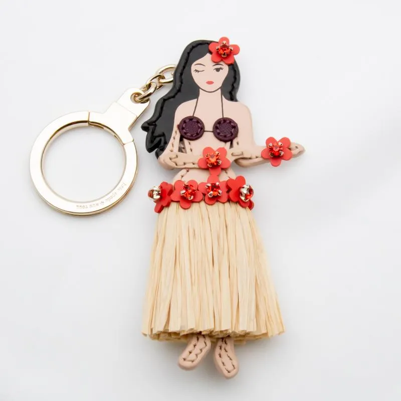 Leather Hula Girl Keychain