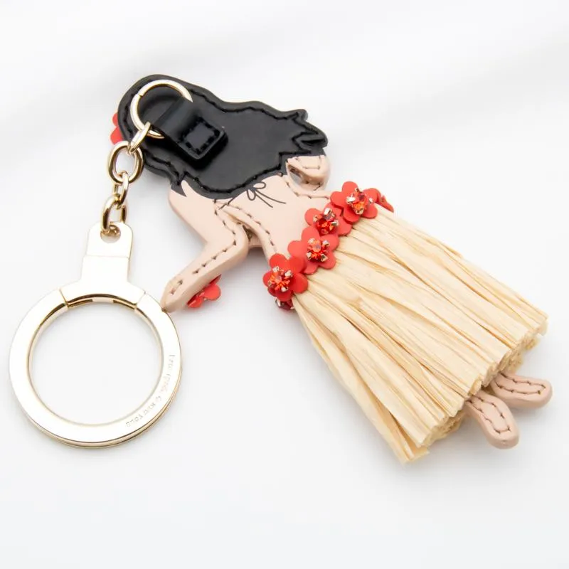 Leather Hula Girl Keychain