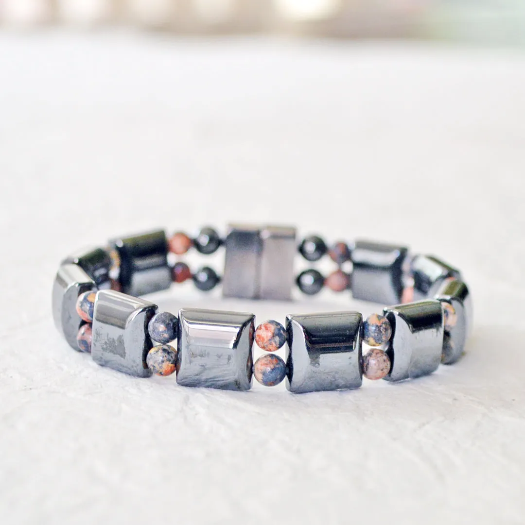 Magnetic Bracelet for Pain with Leopard Jasper