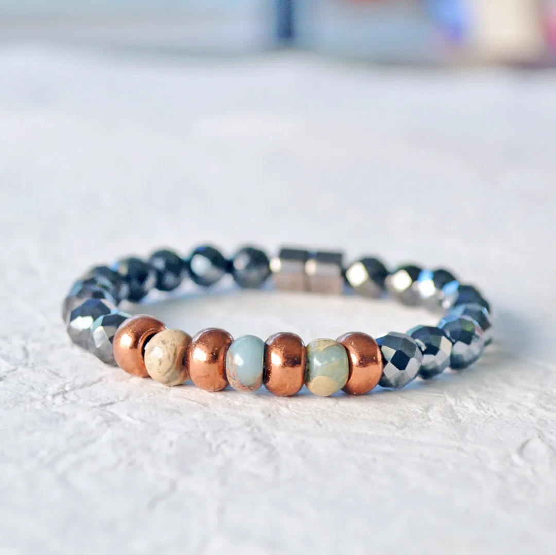 Magnetic Therapy Bracelet w/ Copper & Serpentine