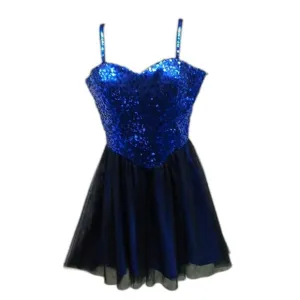 Masquerade Women's 11/12 Blue Sequined Ballerina Midi Dress. Lined. Fits 36C....