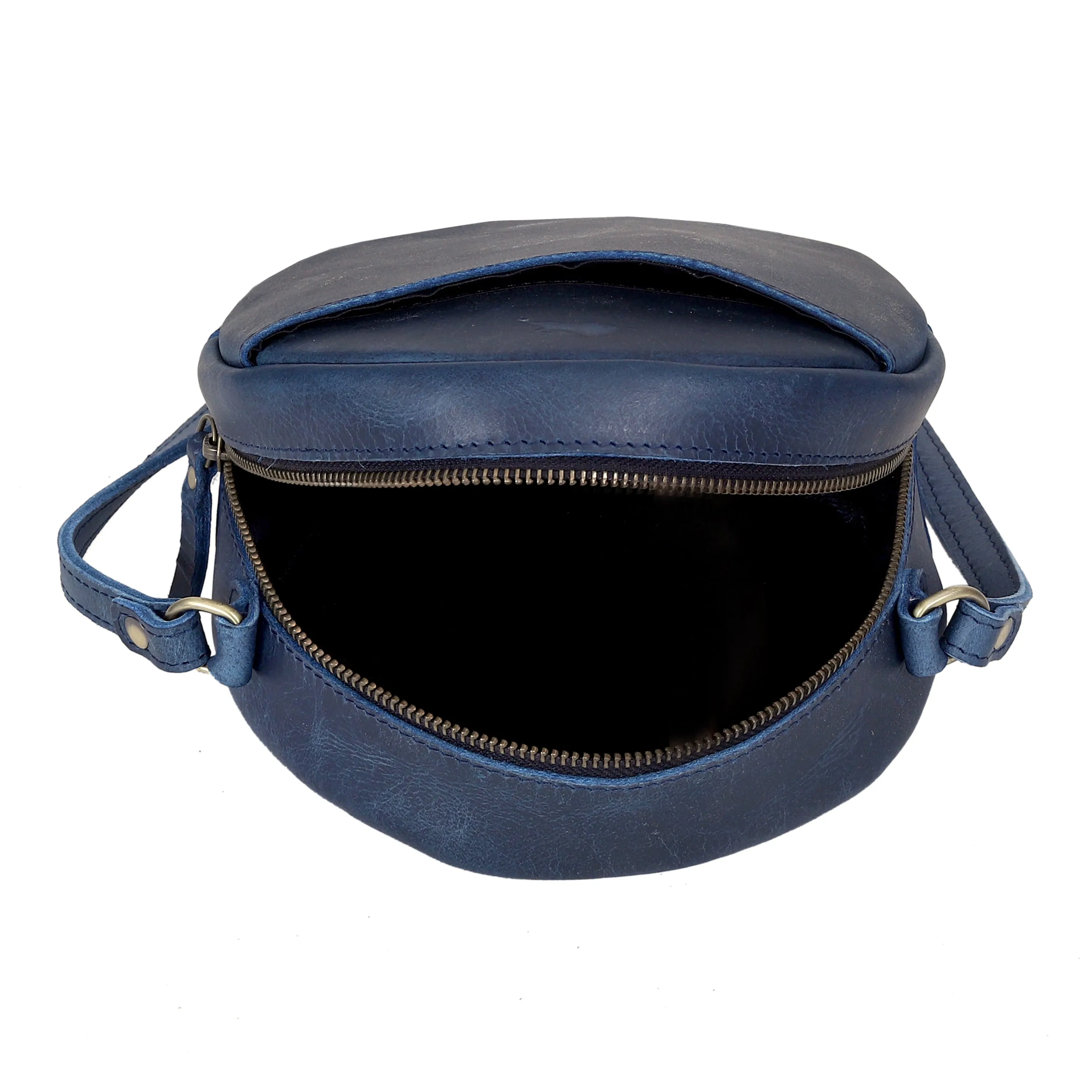 Nova Round Circle Buffalo Leather Handbag