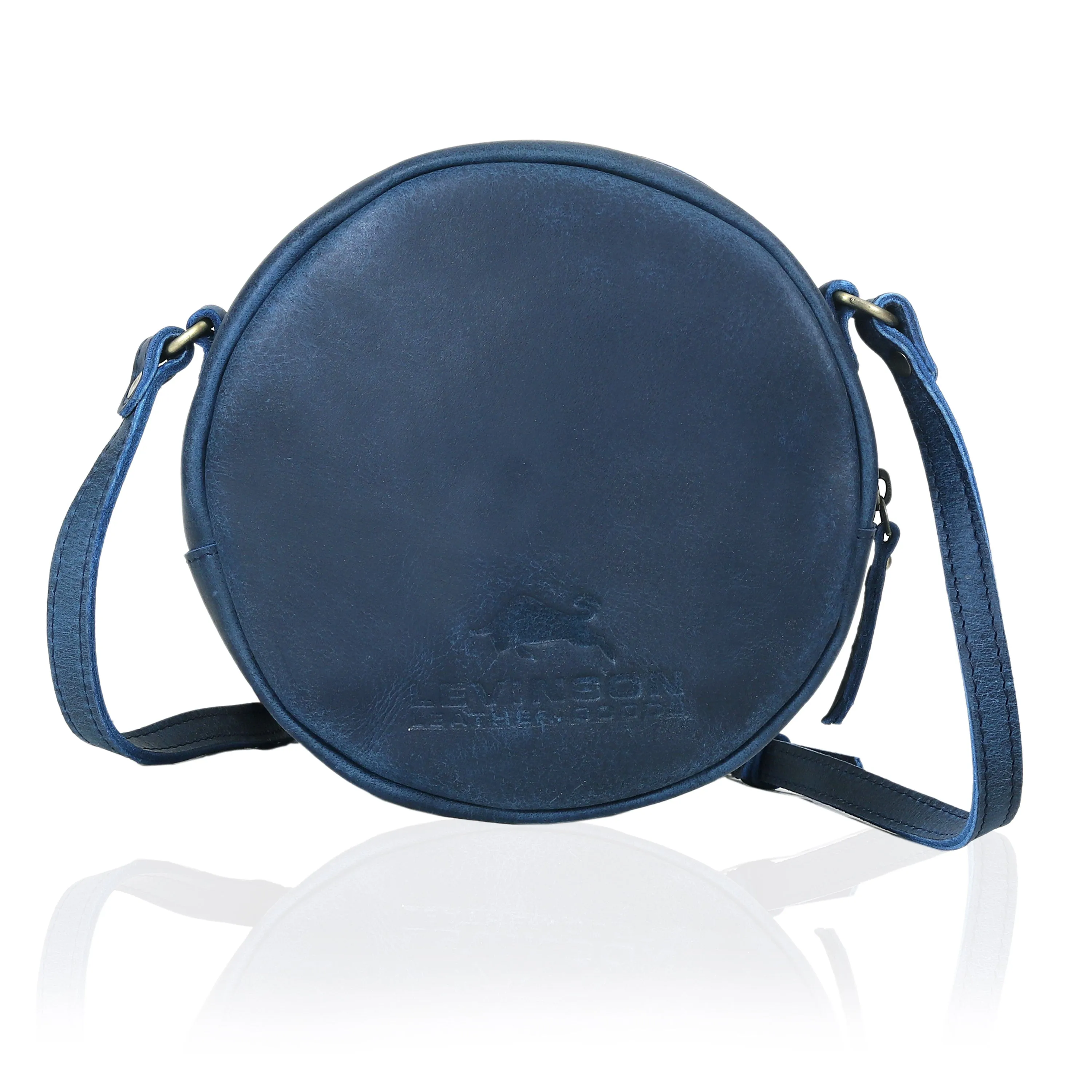 Nova Round Circle Buffalo Leather Handbag