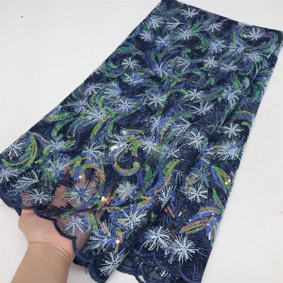 PGC African French Sequined Lace Fabric 2023 High Quality Nigerian Embroidered Fabric Dress Material For Party Sewing LY2781