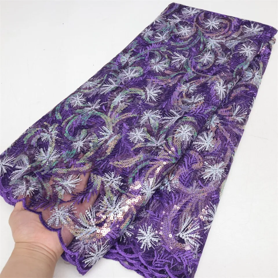 PGC African French Sequined Lace Fabric 2023 High Quality Nigerian Embroidered Fabric Dress Material For Party Sewing LY2781