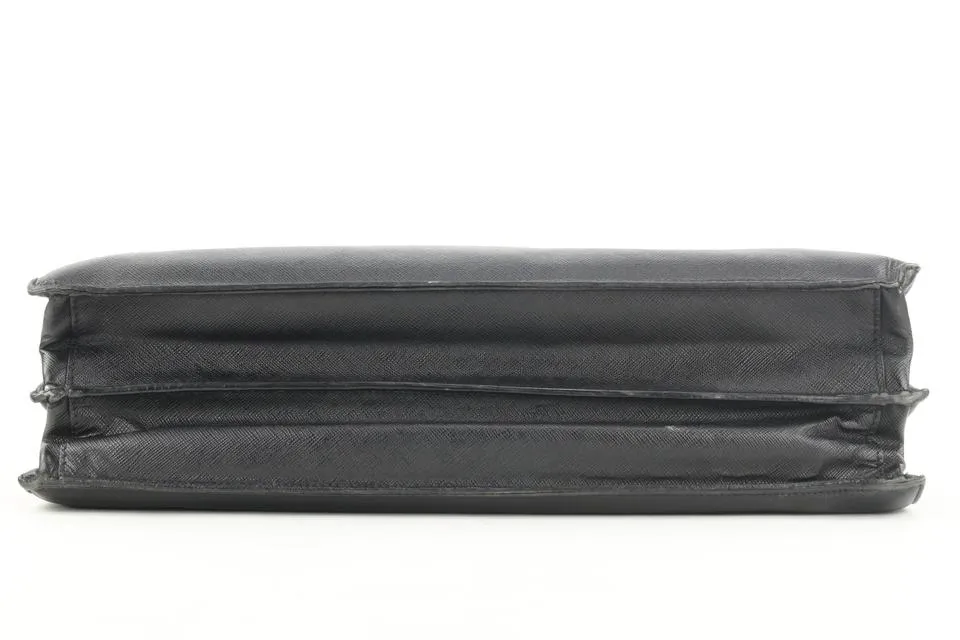 Prada Black Saffiano Briefcase Bag Attache 11pr114