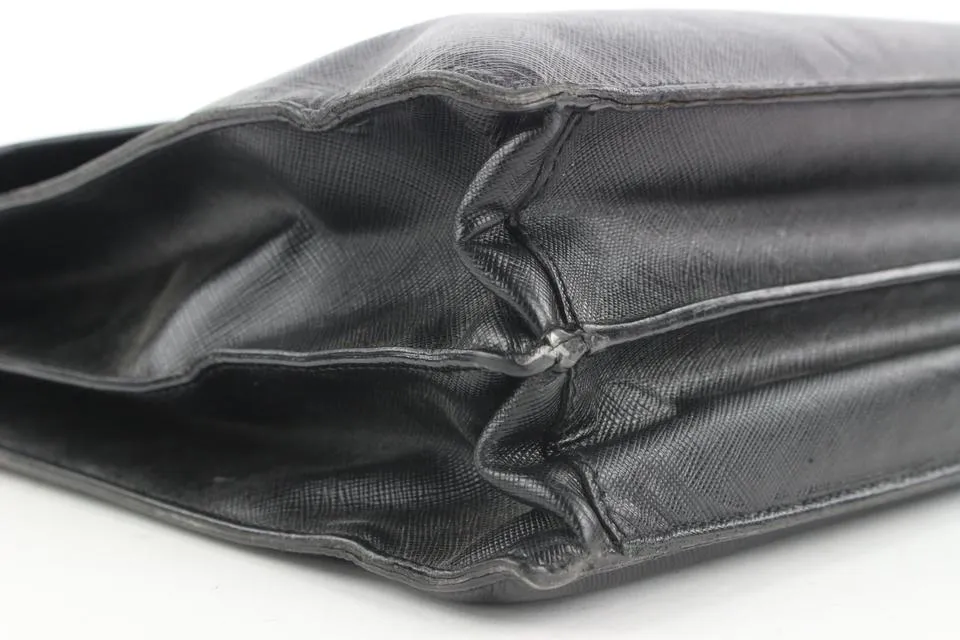 Prada Black Saffiano Briefcase Bag Attache 11pr114