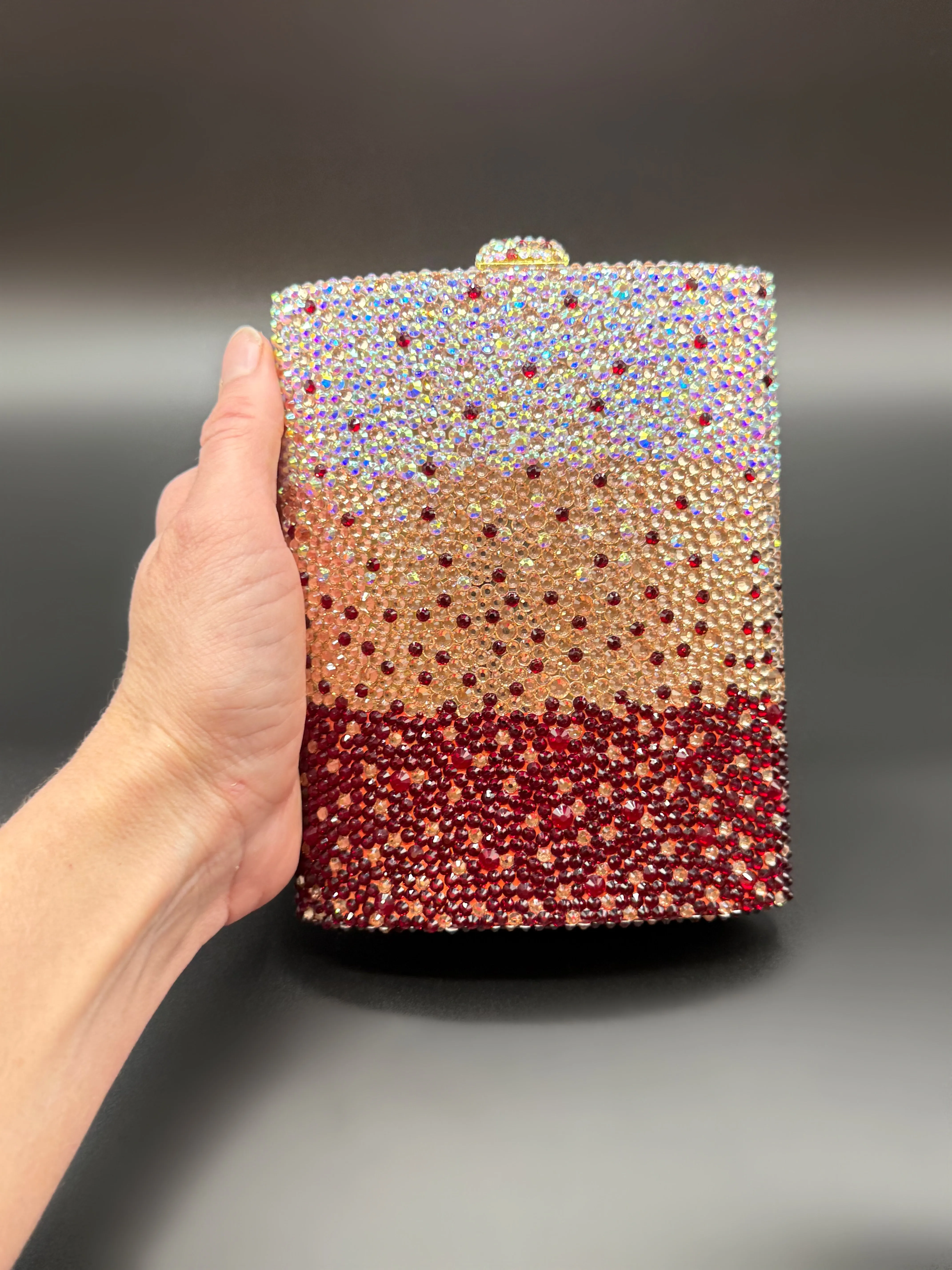 Red Ombré Crystal Clutch