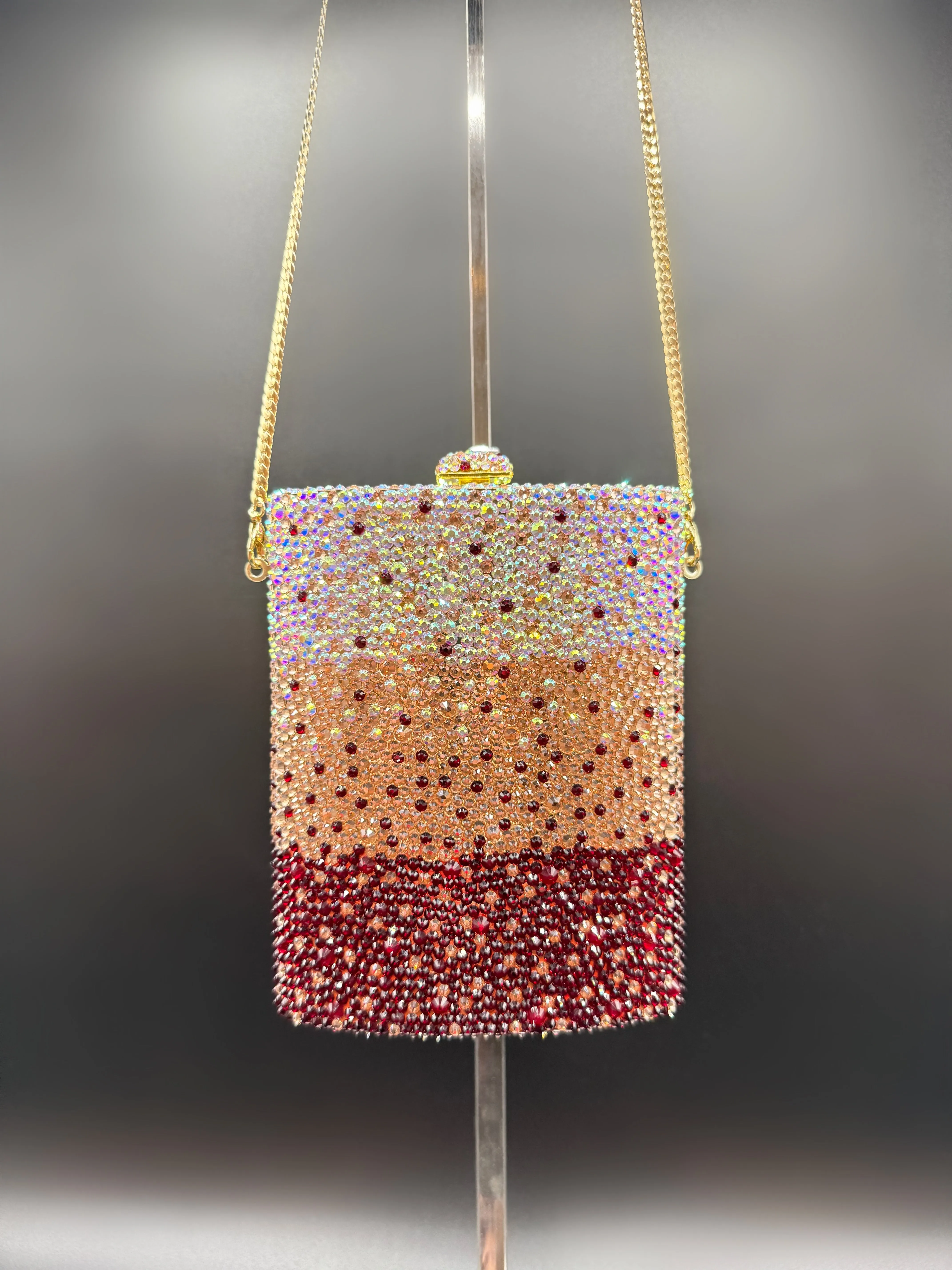 Red Ombré Crystal Clutch