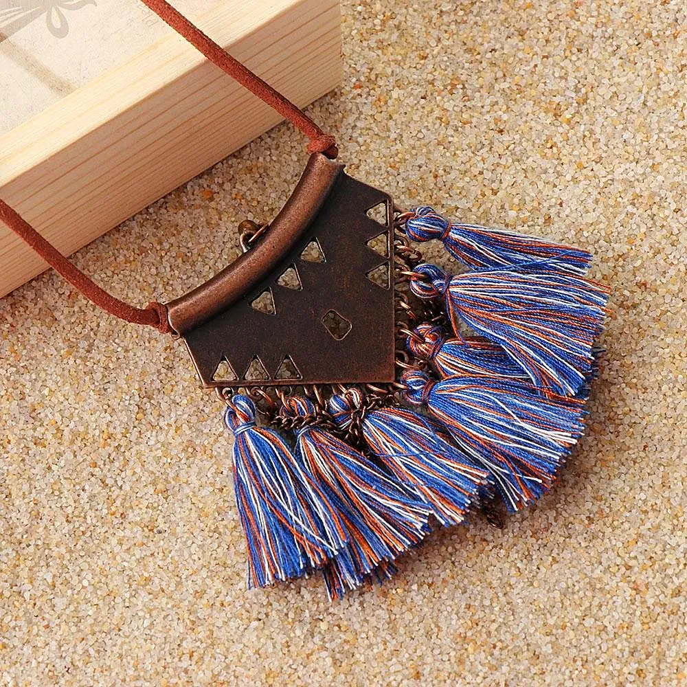 Royal Blue Tassel Necklace