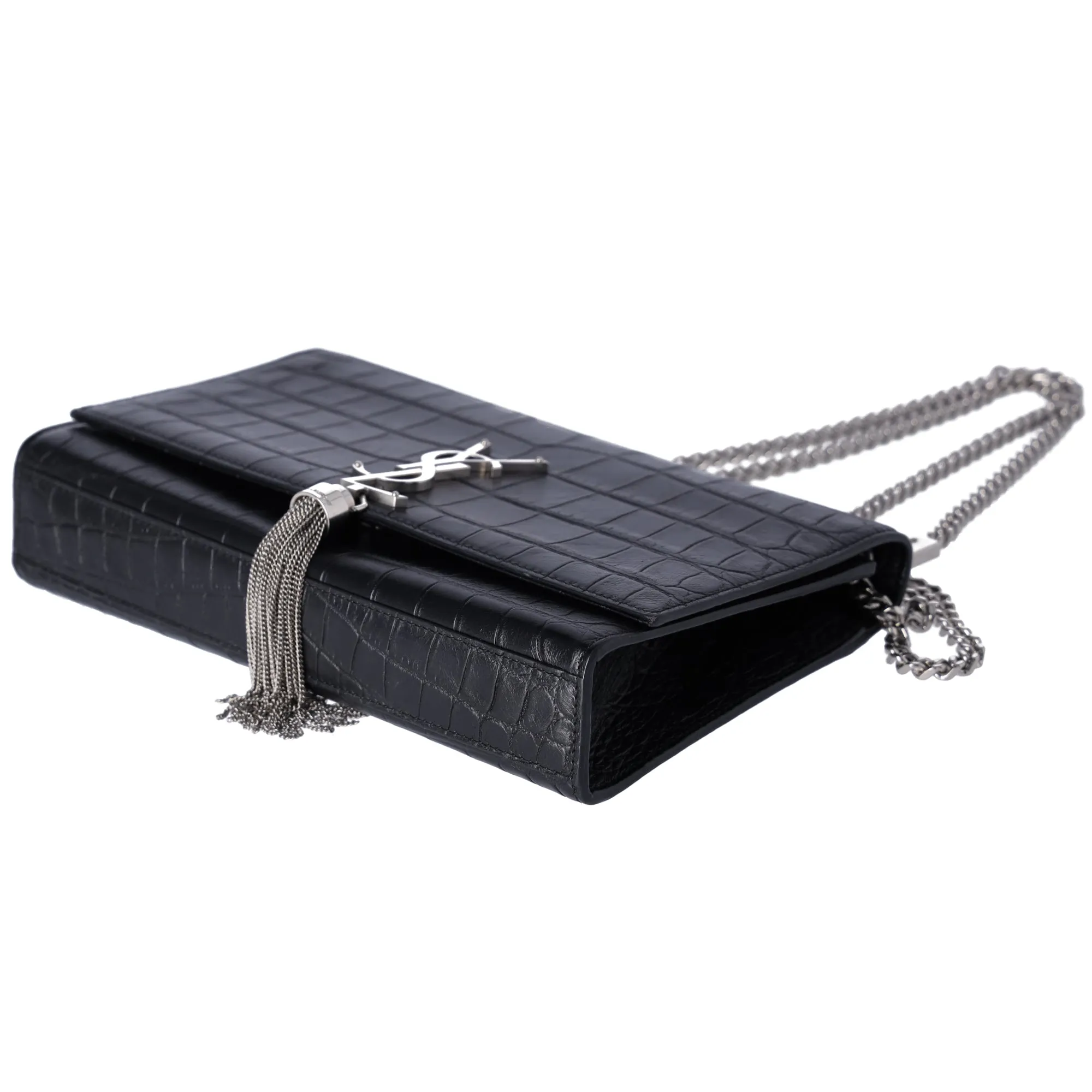 Saint Laurent Kate Medium Shoulder Bag 354119 Black Embossed Leather Tassel