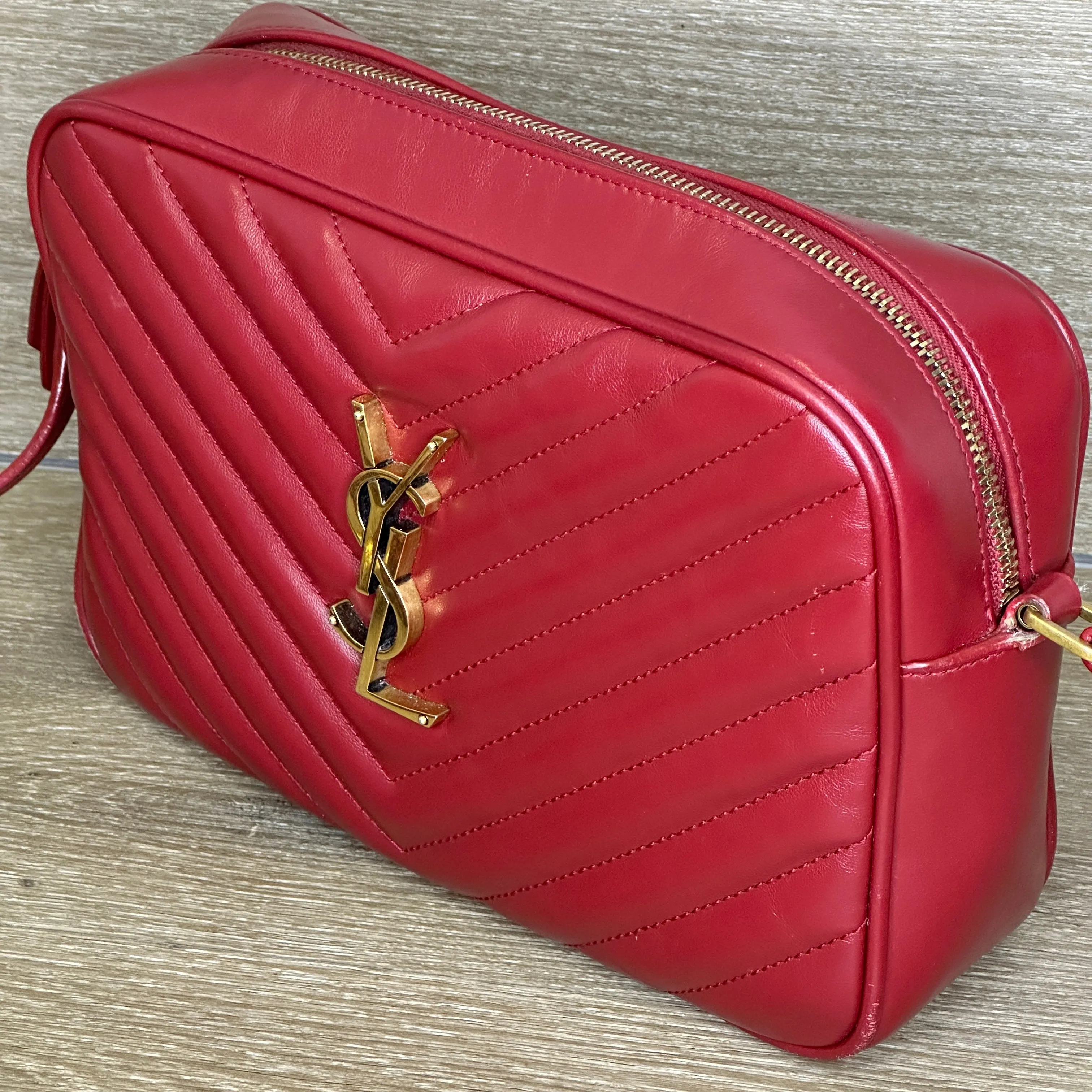 Saint Laurent Lou Medium Quilted Crossbody with Tassel - Red