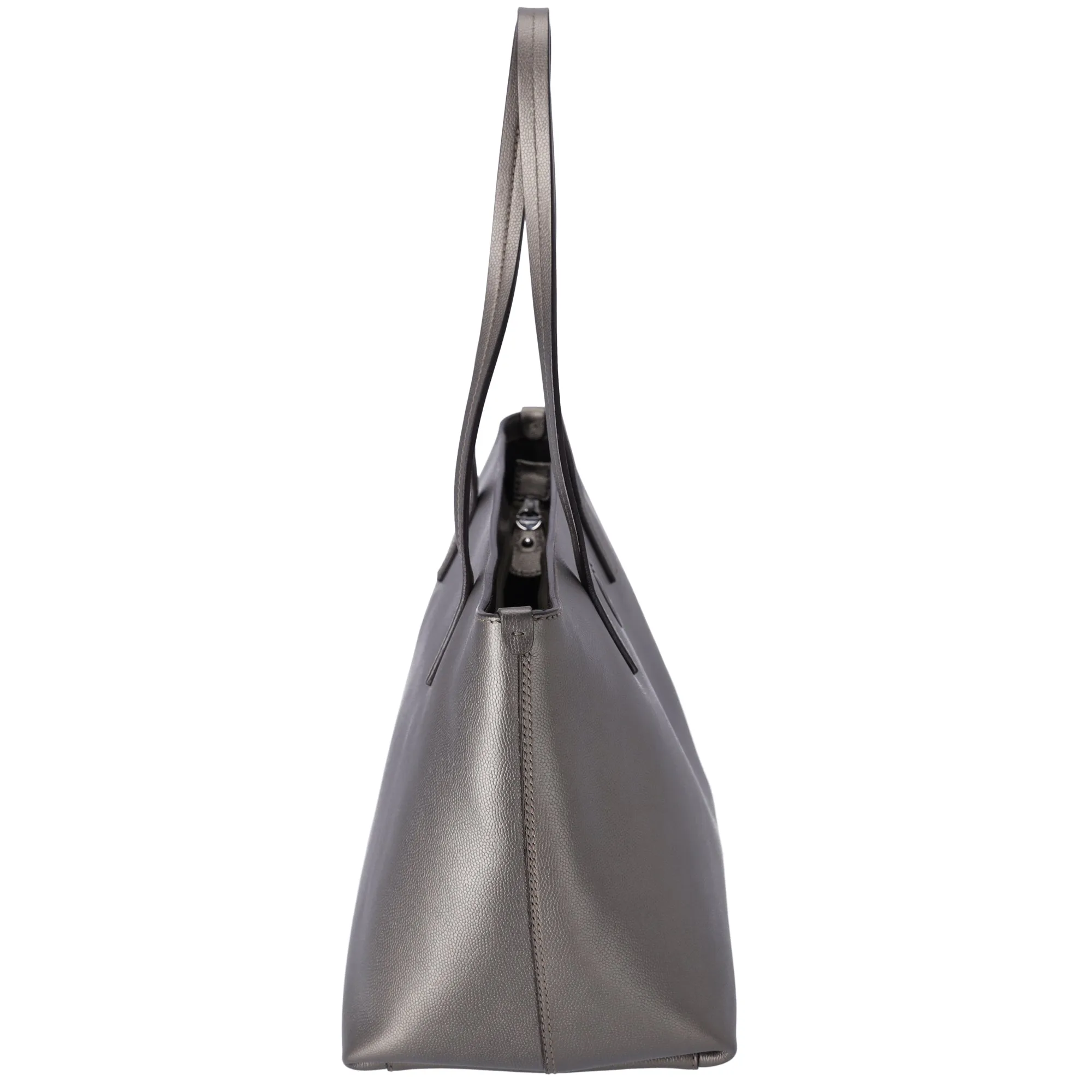 Salvatore Ferragamo Gancini Shoulder Bag Silver Leather