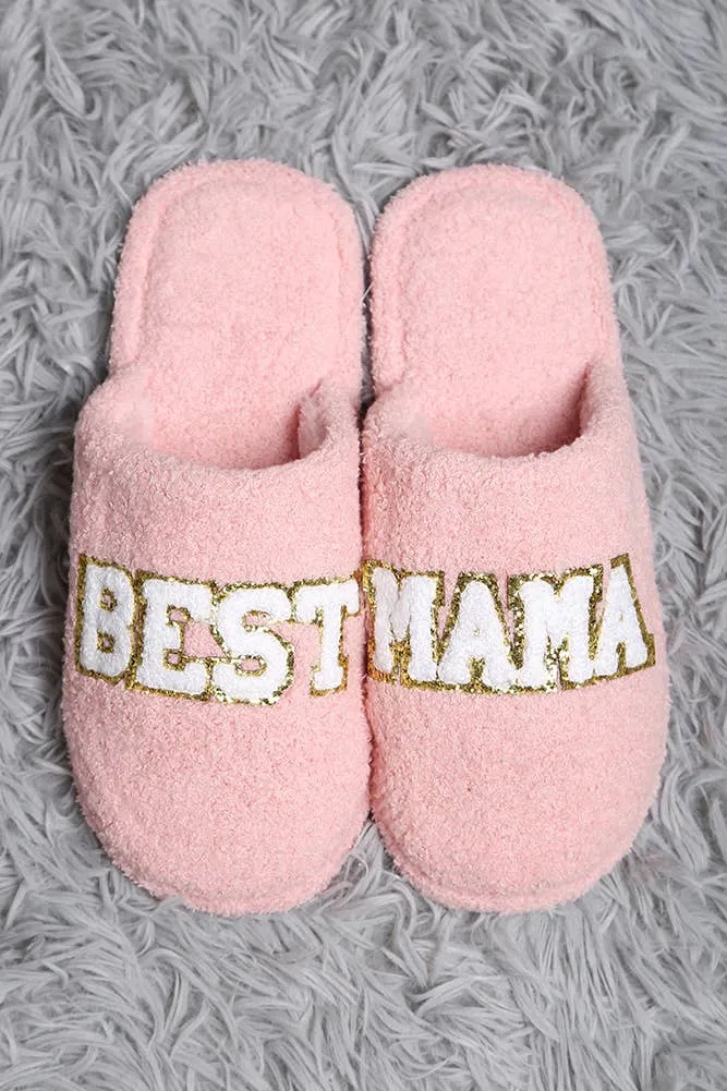 Sequined Best Mama Winter Sleepers: Pink