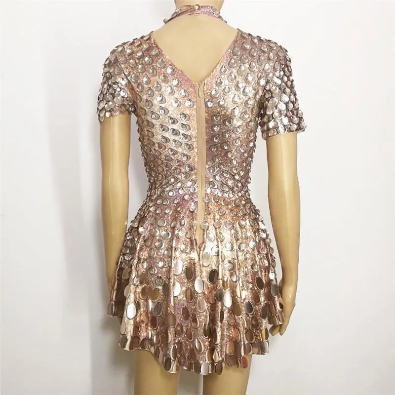 Shinning Shells Sequin Fish Scale Mirrors Mini Dress