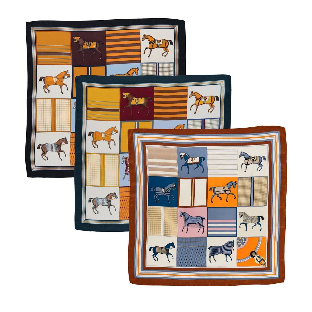 Signature - Stylized Equestrian Pattern in Deep Safron Scarf