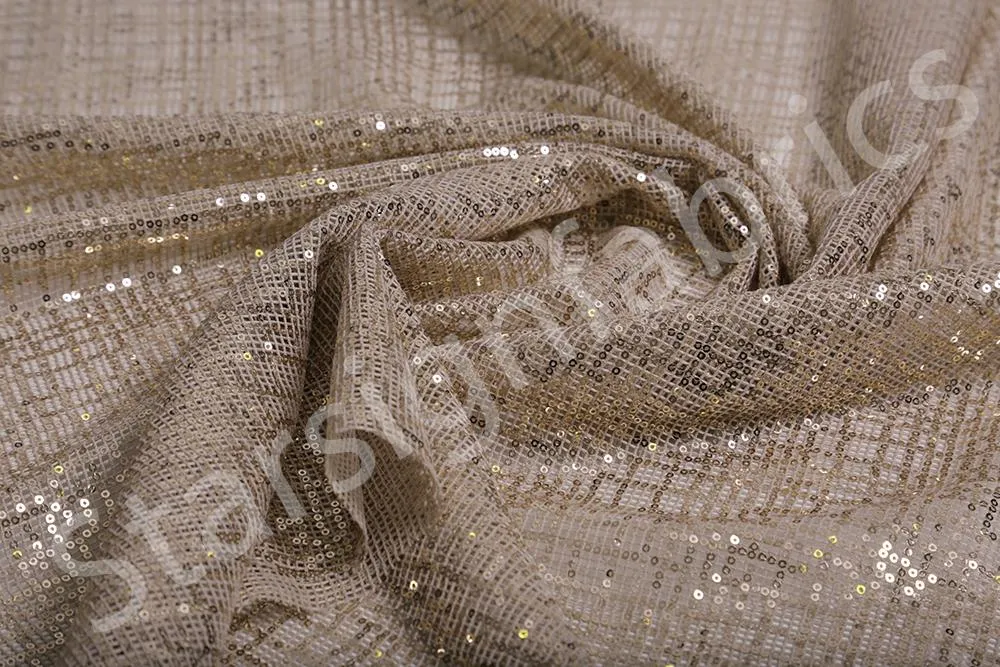 Square Design Sequin Embroidered Fabric