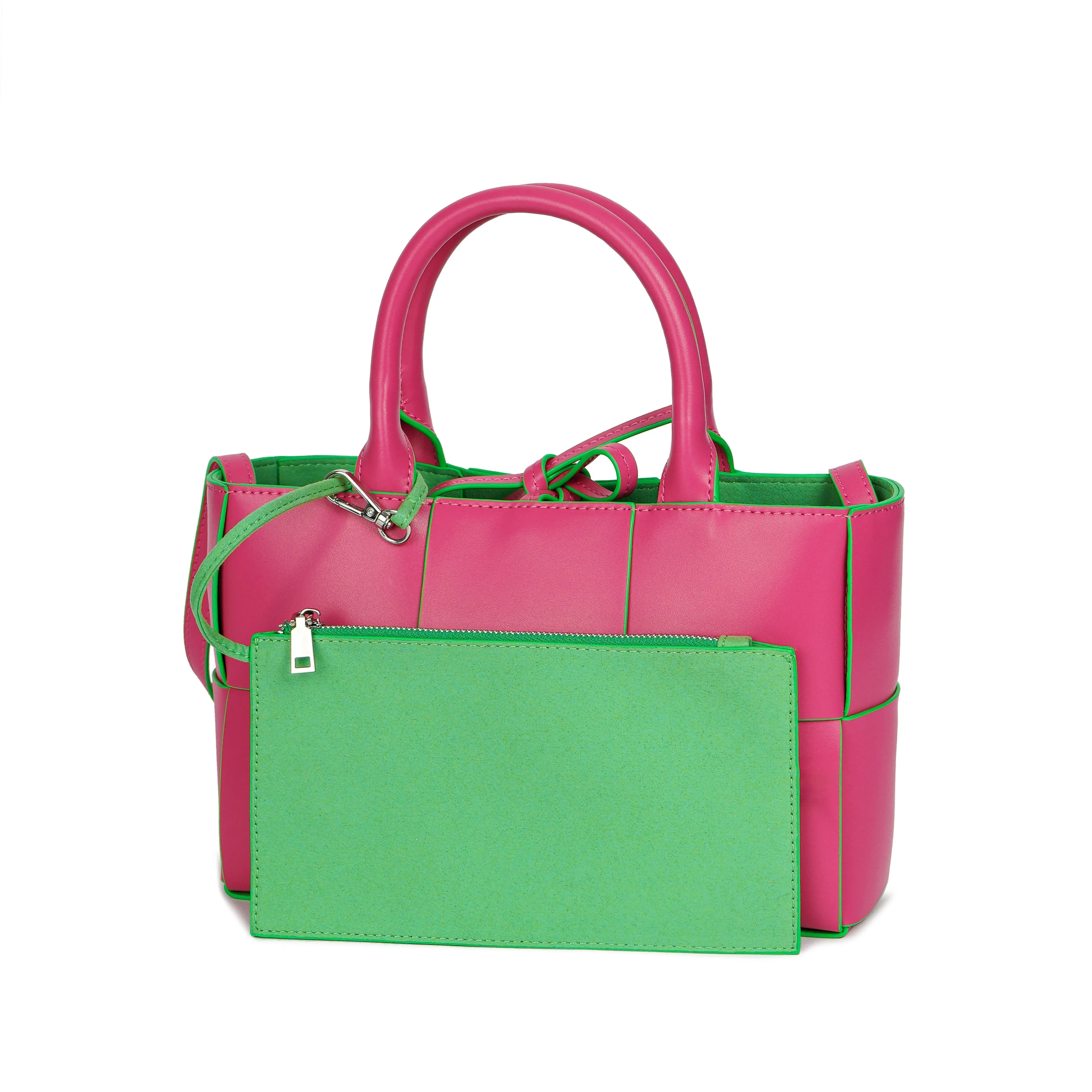 Tiffany & Fred Woven Smooth Leather Top-Handle Shoulder Bag
