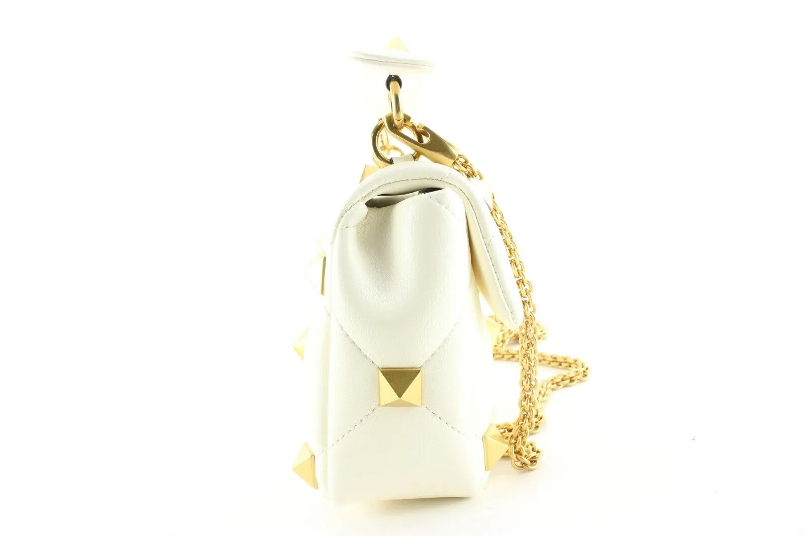 Valentino White Roman Stud Gold Chain Crossbody 1VAL0407C