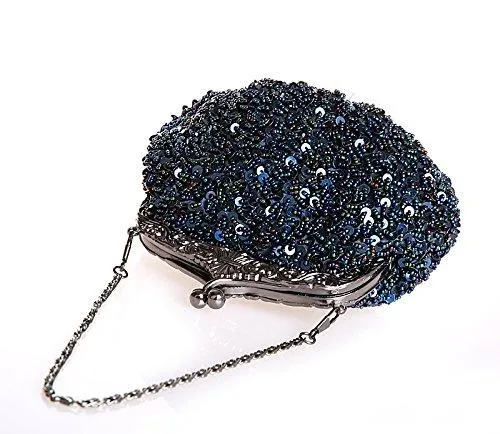 Vintage Kissing Lock Sequins Beaded Evening Party Purse|JaosWish