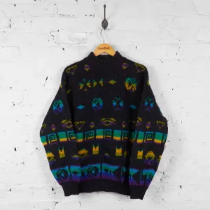 Vintage Patterned United Colours Of Benetton Jumper - Black - L