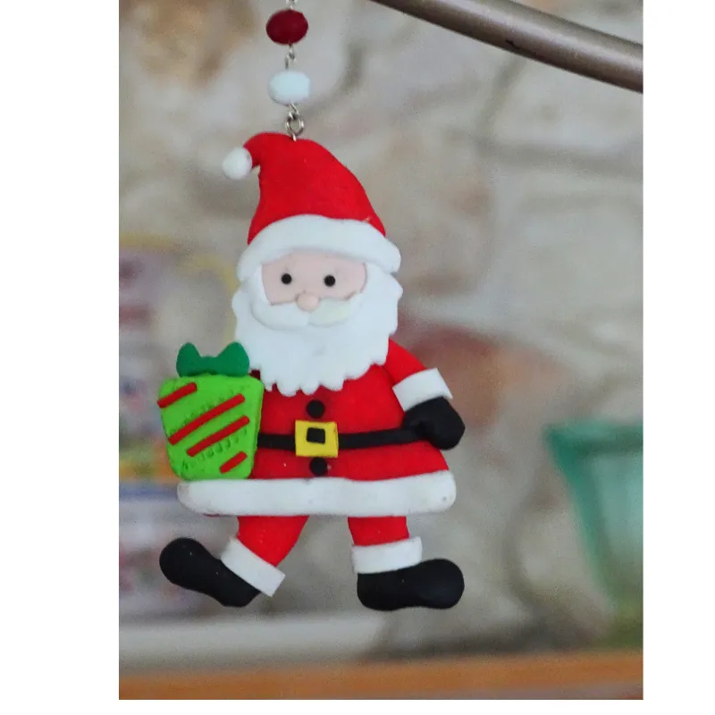WHIMSICAL SANTA - LIME GREEN BASKET (Set/1) MAGNETIC CHANDELIER ORNAMENT