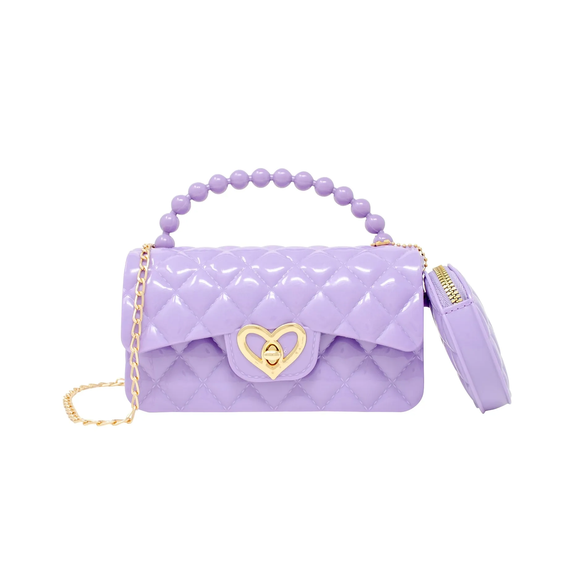 Zomi Gems Jelly Quilted Heart Lock Bag w/Coin Purse - Purple